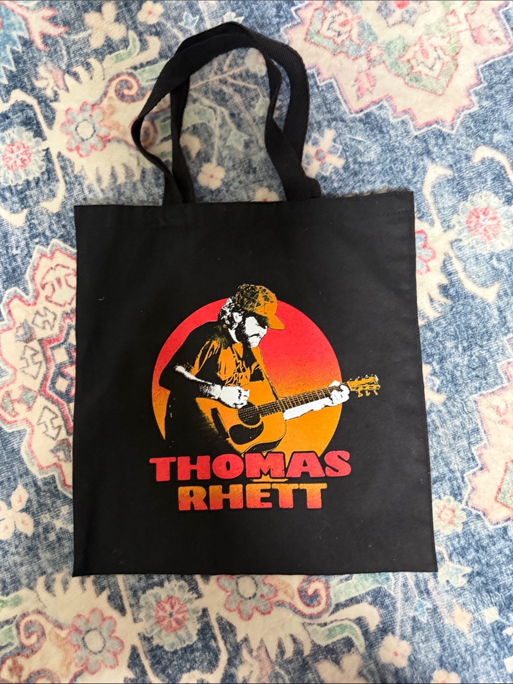 Thomas Rhett Black Graphic Tote Bag - Sunset Guitar Print